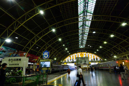 BANGKOK, THAILAND - March16, 2017: Bangkok Railway Station (Hua Lamphong) is built in 1916 in an Italian Neo-Renaissance style, with decorated wooden roofs and stained glass windows.のeditorial素材