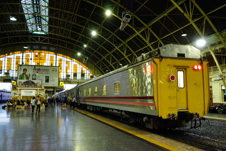 BANGKOK, THAILAND - March16, 2017: Bangkok Railway Station (Hua Lamphong) is built in 1916 in an Italian Neo-Renaissance style, with decorated wooden roofs and stained glass windows.のeditorial素材