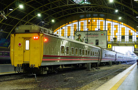 BANGKOK, THAILAND - March16, 2017: Bangkok Railway Station (Hua Lamphong) is built in 1916 in an Italian Neo-Renaissance style, with decorated wooden roofs and stained glass windows.のeditorial素材