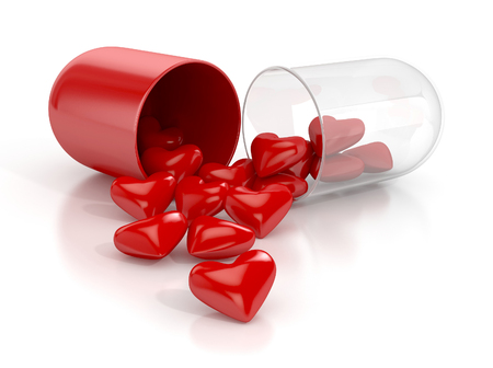 pill with hearts isolated. 3d illustrationの写真素材