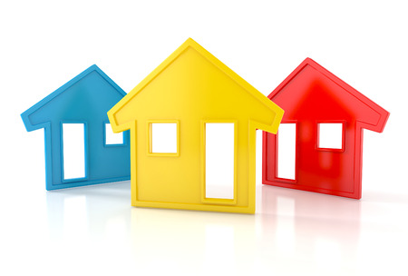 Colorful houses isolated on white background. 3d illustrationの写真素材