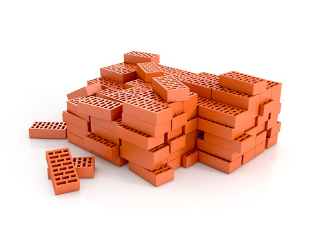 bricks on white backgroundの写真素材