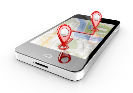 smart phone navigation - mobile gps 3d illustrationの写真素材