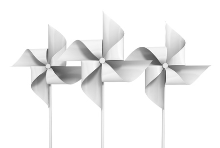 paper pinwheel toy isolated on white. 3d illustrationの写真素材