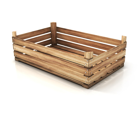 wooden crate. 3d illustration isolated on whiteの写真素材