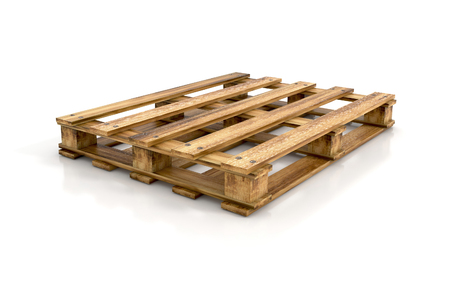 Wooden Pallet Isolated on White Background. 3d illustrationの写真素材
