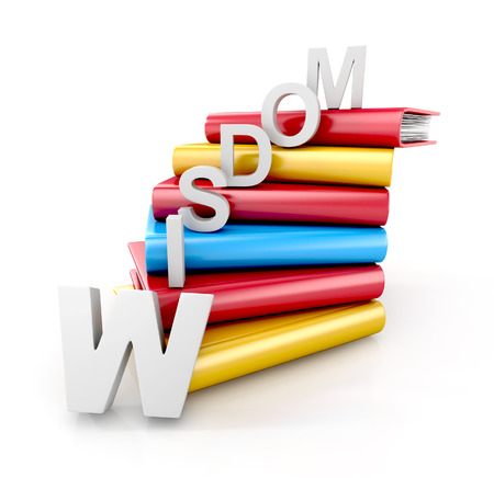 stairs to wisdom. education concept. 3d illustration isolated on white backgroundの写真素材