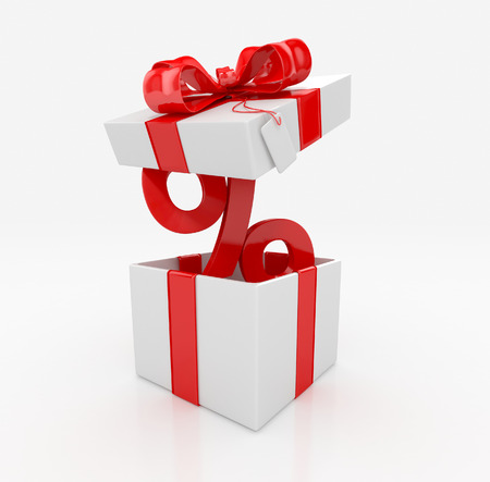 percent with gift box. sale concept. 3d illustrationの写真素材