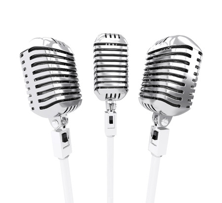Retro microphones. isolated on white. 3d illustrationの写真素材