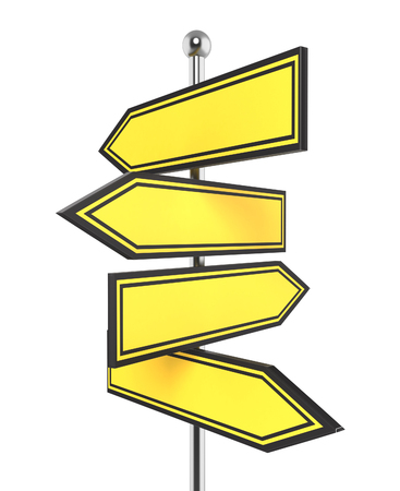 blank road signs pointing in the different directions. 3d illustrationの写真素材