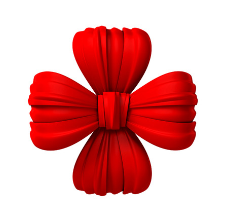 Red bow. 3d illustration isolated on white backgroundの写真素材