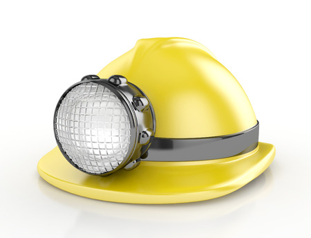 construction helmet with headlampの写真素材