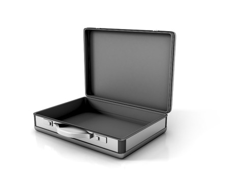 open metallic suitcase briefcase isolated. 3d illustrationの写真素材