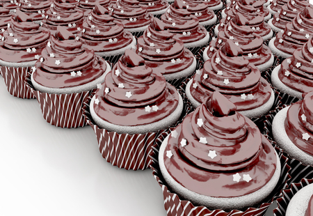 Cupcakes in a row. 3d illustrationの写真素材