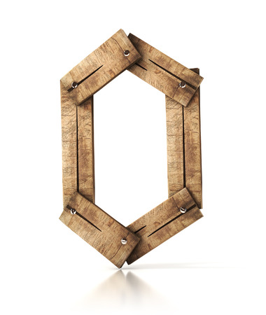 wooden number zero (0). 3d illustration isolatedの写真素材