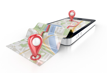 smart phone navigation - mobile gps 3d illustrationの写真素材