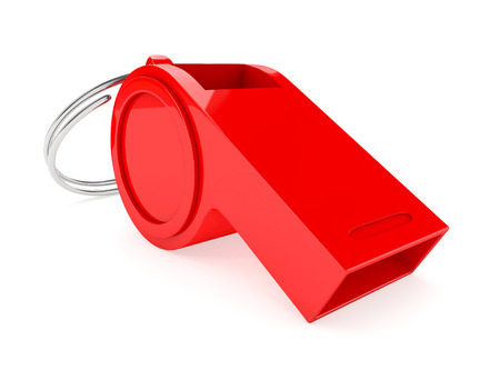 red whistle isolated on white background.の写真素材