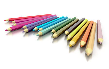 multicolor pencils isolated on white. 3d conceptの写真素材