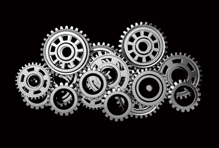 gears isolated on black background. 3d renderの写真素材