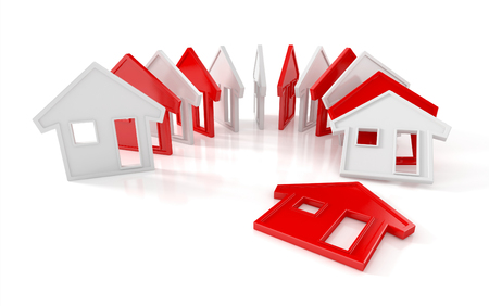 houses. 3d concept isolated on white backgroundの写真素材