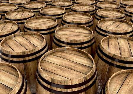 wine barrels. 3d illustrationの写真素材