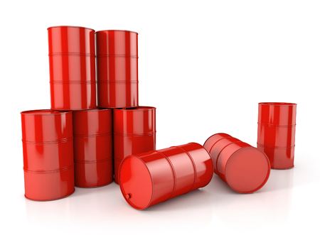 oil barrels isolated on white background. 3d illustrationの写真素材