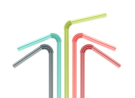 colorful drinking straws isolated on white background. 3d illustrationの写真素材