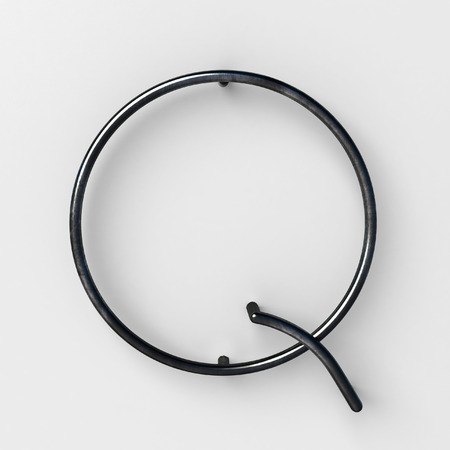 3d realistic Wire Font with shiny reflection and soft shadows. Letter Q. 3d rendering isolated.の写真素材