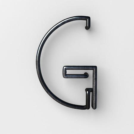 3d realistic Wire Font with shiny reflection and soft shadows. Letter G. 3d rendering isolated.の写真素材