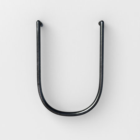 3d realistic Wire Font with shiny reflection and soft shadows. Letter U. 3d rendering isolated.の写真素材