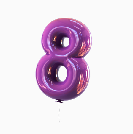 number Eight - 8 balloon font. 3d rendering isolated on white background.の写真素材