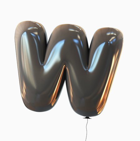 Letter W. Balloon font isolated on White Background.の写真素材
