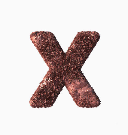 Choco Font Concept. Delicious Crispy X Letter. 3d rendering isolatedの写真素材