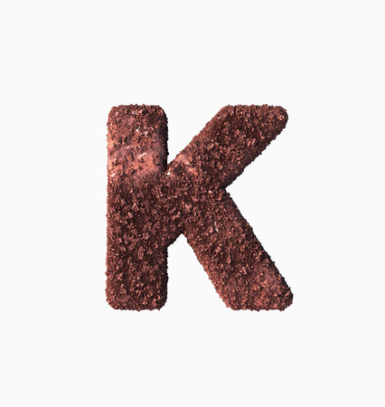 Choco Font Concept. Delicious Crispy K Letter. 3d rendering isolatedの写真素材