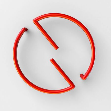3d realistic RED Wire Font with soft shadows. Number 0, zero. 3d rendering isolated on bright background.の写真素材