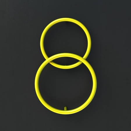3d glowing Wire Neon Font with soft shadows on dark background. Number 8, Eight. 3d rendering...
