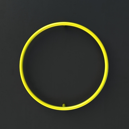 3d glowing Wire Neon Font with soft shadows on dark background. Letter O. 3d rendering isolated.の写真素材