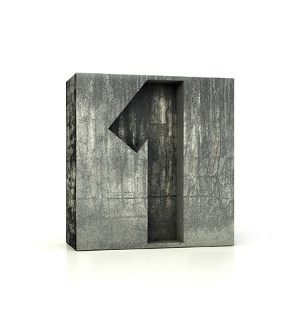 Concrete Number 1, One. 3d rendering isolated on white.の写真素材