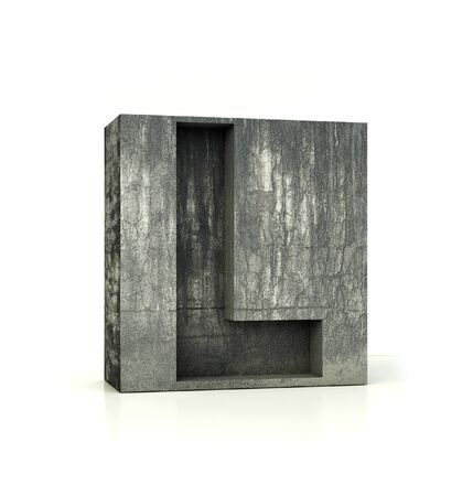 Concrete Font, Box Letter L, Alphabet concept. 3d rendering isolated on whiteの写真素材