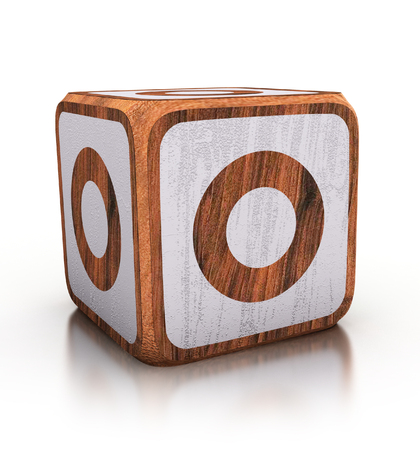 Number 0, Zero, wooden blocks Font. 3d illustration isolatedの写真素材