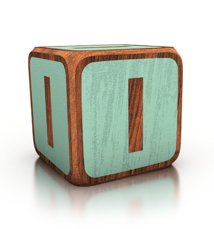 letter I, Wooden Blocks Font isolated on white. 3d Illustration isolatedの写真素材