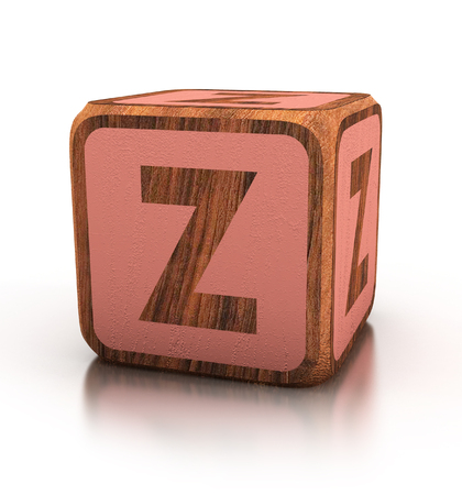 letter Z, Wooden Blocks Font isolated on white. 3d Illustration isolatedの写真素材