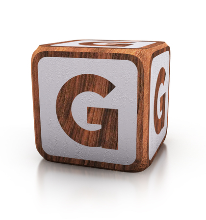 letter G, Wooden Blocks Font isolated on white. 3d Illustration isolatedの写真素材