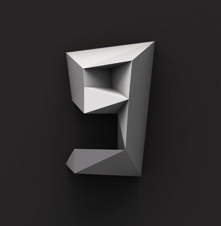 Monochrome Paper Polygonal Font on Dark Grey Background. Number 9. 3d renderingの写真素材