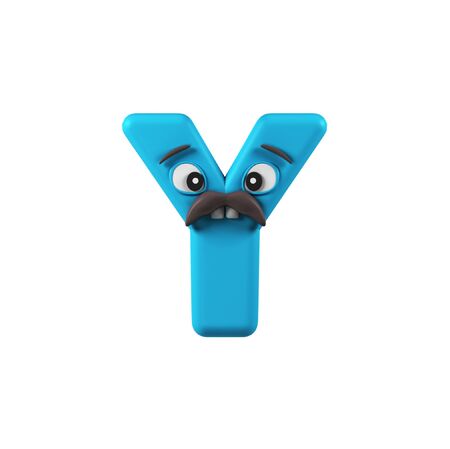 Funny Kids Font. Letter Y isolated on white background. 3d renderingの写真素材