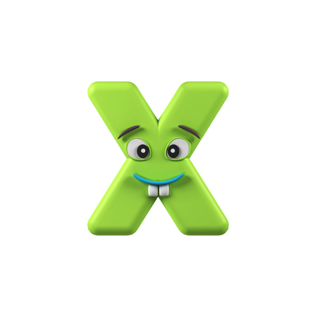 Funny Kids Font. Letter X isolated on white background. 3d renderingの写真素材