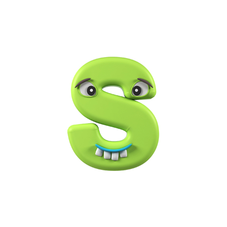 Funny Kids Font. Letter S isolated on white background. 3d renderingの写真素材