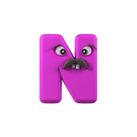 Funny Kids Font. Letter N isolated on white background. 3d renderingの写真素材