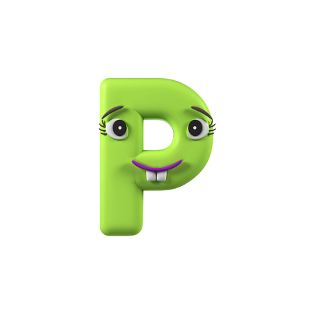 Funny Kids Font. Letter P isolated on white background. 3d renderingの写真素材