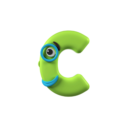 Funny Kids Font. Letter C isolated on white background. 3d renderingの写真素材